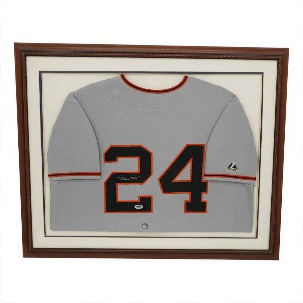 Willie Mays San Francisco Giants Autographed Framed Majestic Jersey PSA COA