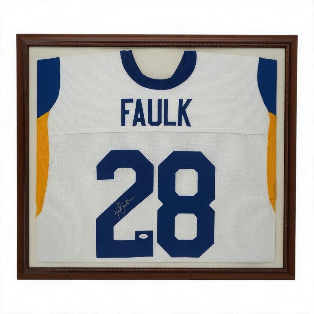 Marshall Faulk St. Louis Rams Autographed Framed Jersey JSA Holo