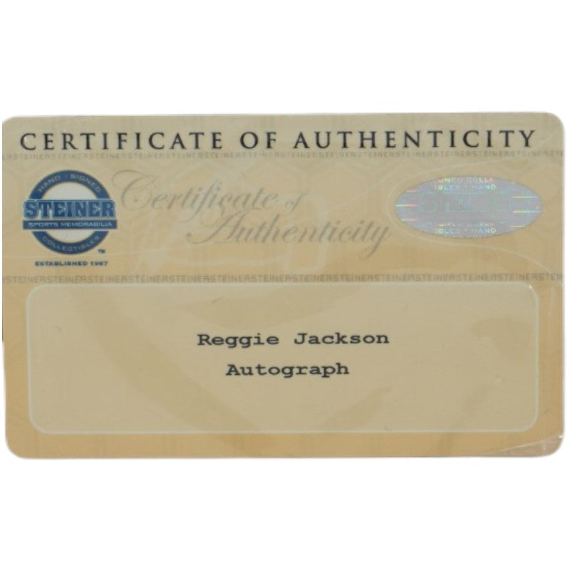 Reggie Jackson New York Yankees Autographed Inscribed Framed 28x28 Majestic Jersey Steiner COA