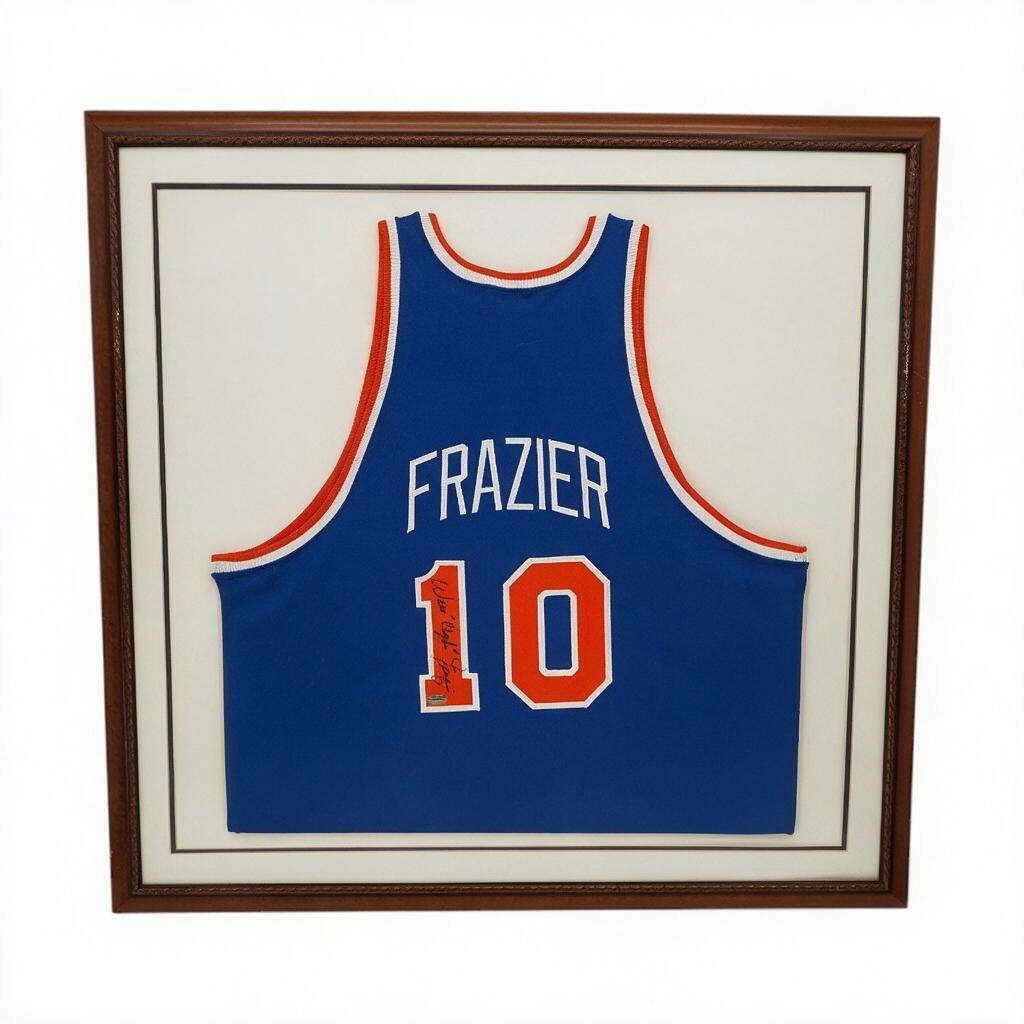 Walt "Clyde" Frazier New York Knicks Autographed Inscribed Framed Mitchell & Ness Jersey Steiner Holo