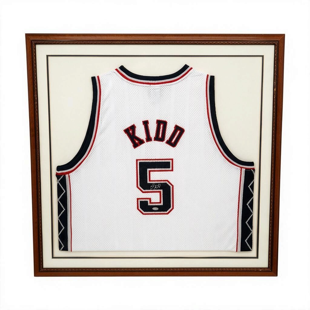 Jason Kidd New Jersey Nets Autographed Framed Jersey Steiner COA