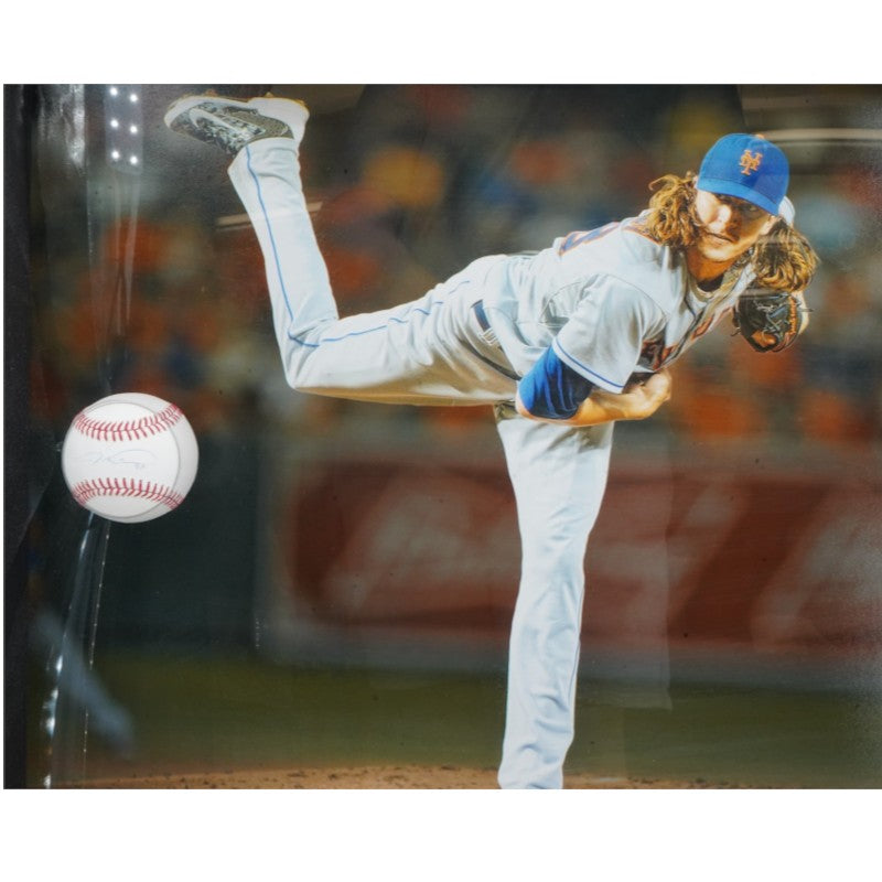 Jacob DeGrom New York Mets Autographed OMLB Baseball & Shadowbox Steiner COA/MLB Auth