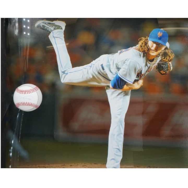 Jacob DeGrom New York Mets Autographed OMLB Baseball & Shadowbox Steiner COA/MLB Auth
