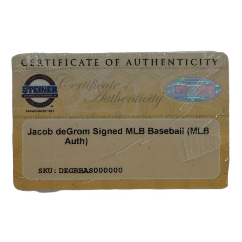 Jacob DeGrom New York Mets Autographed OMLB Baseball & Shadowbox Steiner COA/MLB Auth