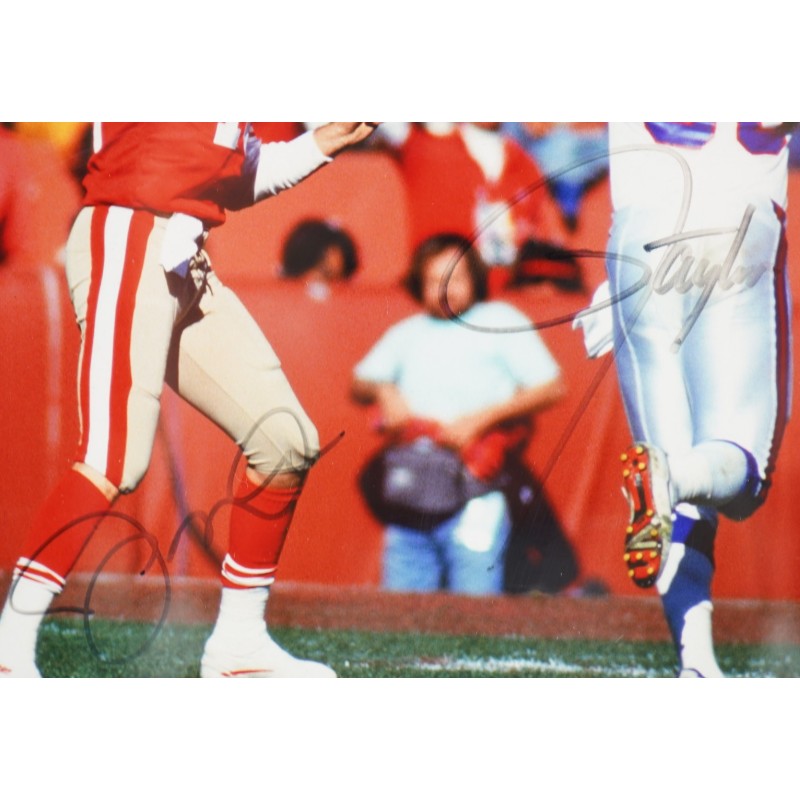 Joe Montana Lawrence Taylor Dual Signed Framed 8x10 Photo Steiner COA