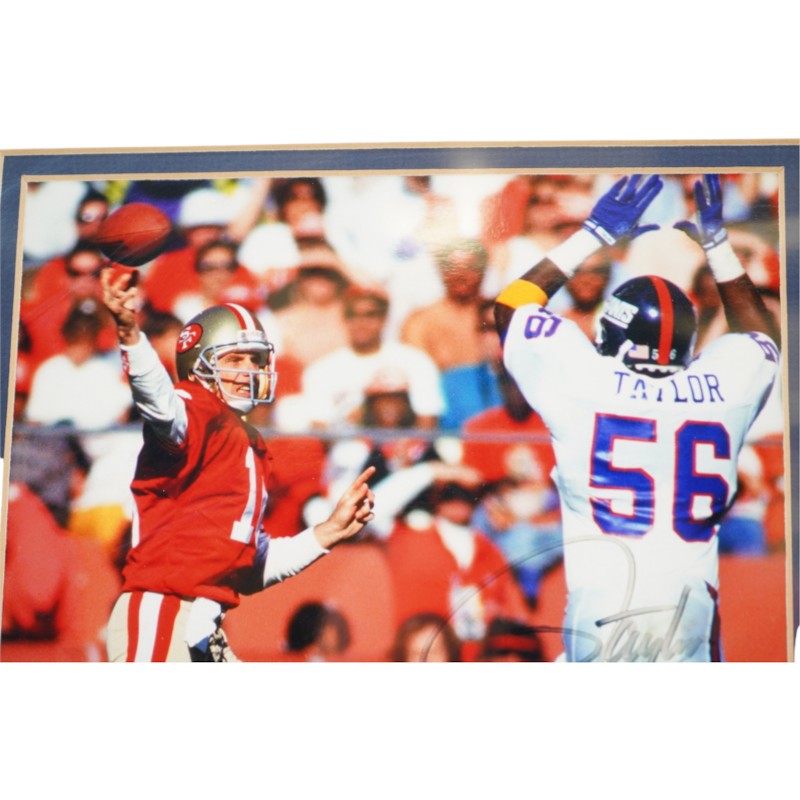 Joe Montana Lawrence Taylor Dual Signed Framed 8x10 Photo Steiner COA