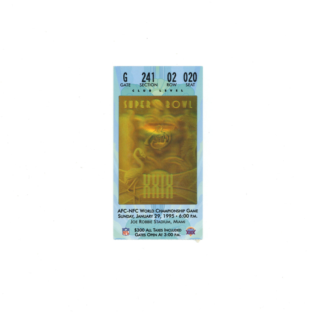 1995 Super Bowl Stub San Francisco 49ers San Diego Chargers Joe Robbie Stadium