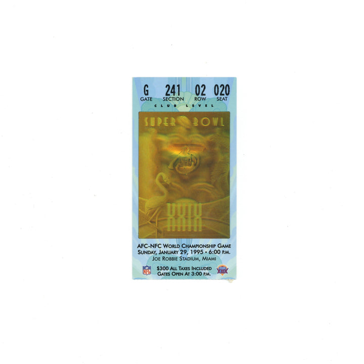 1995 Super Bowl Stub San Francisco 49ers San Diego Chargers Joe Robbie Stadium