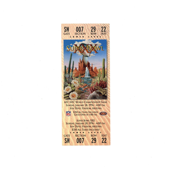 1996 Super Bowl Full Ticket Stub Dallas Cowboys Pittsburgh Steelers Sun Devil Stadium
