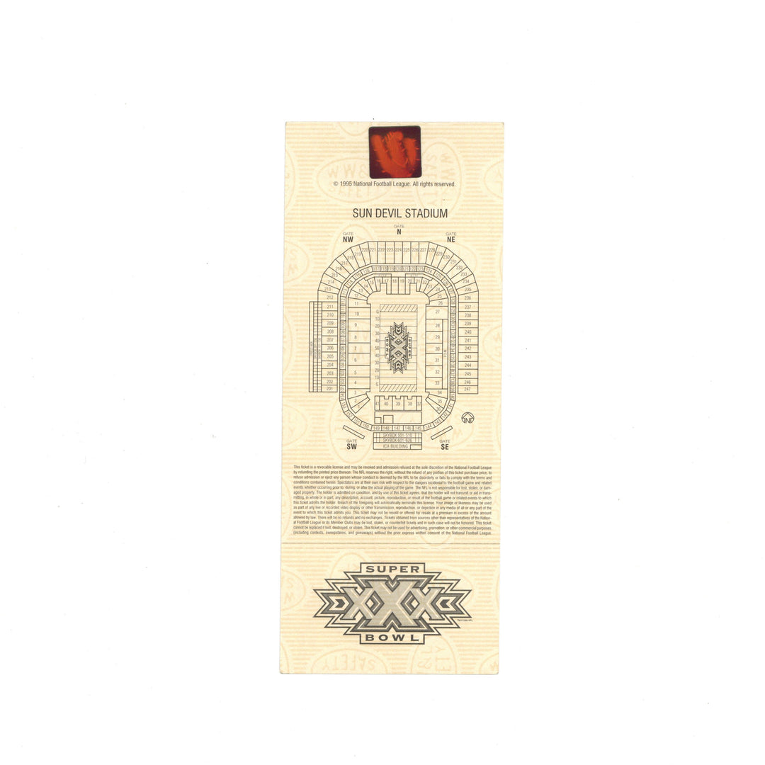 1996 Super Bowl Full Ticket Stub Dallas Cowboys Pittsburgh Steelers Sun Devil Stadium