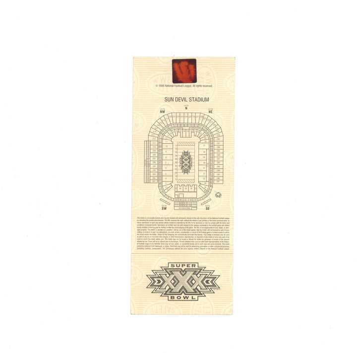 1996 Super Bowl Full Ticket Stub Dallas Cowboys Pittsburgh Steelers Sun Devil Stadium