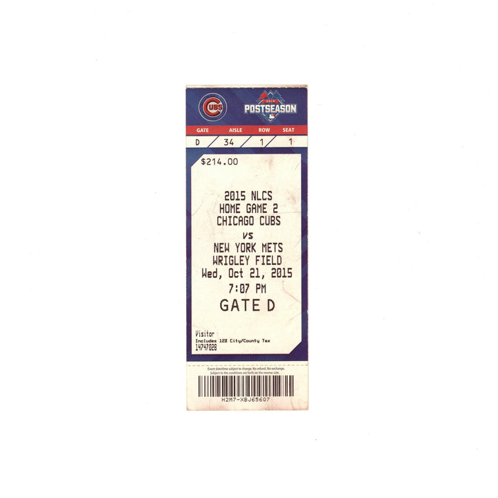 2015 NLCS Game 4 Full Ticket New York Mets Chicago Cubs Wrigley Field