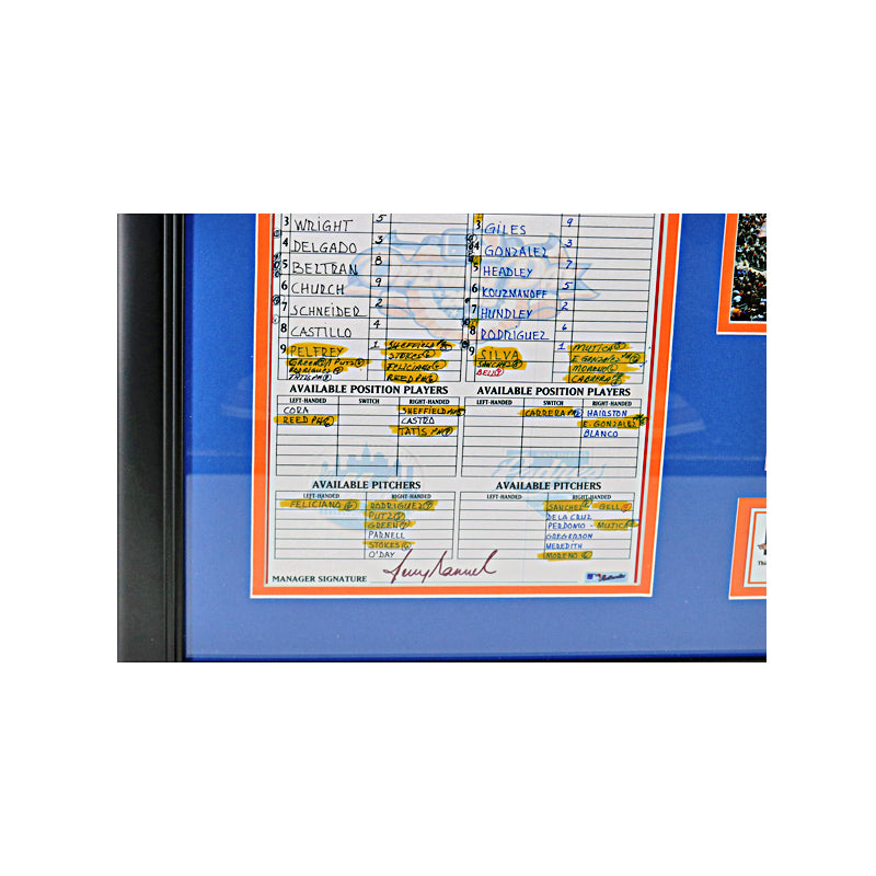 Citi Field New York Mets Opening Day Lineup Card, Game Used Base & Dirt Collage