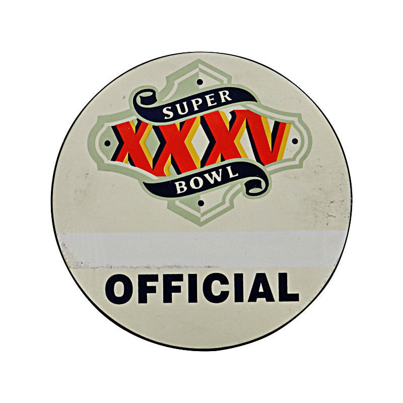 NFL Super Bowl XXXV Badge New York Giants Baltimore Ravens Raymond James Stadium Tampa