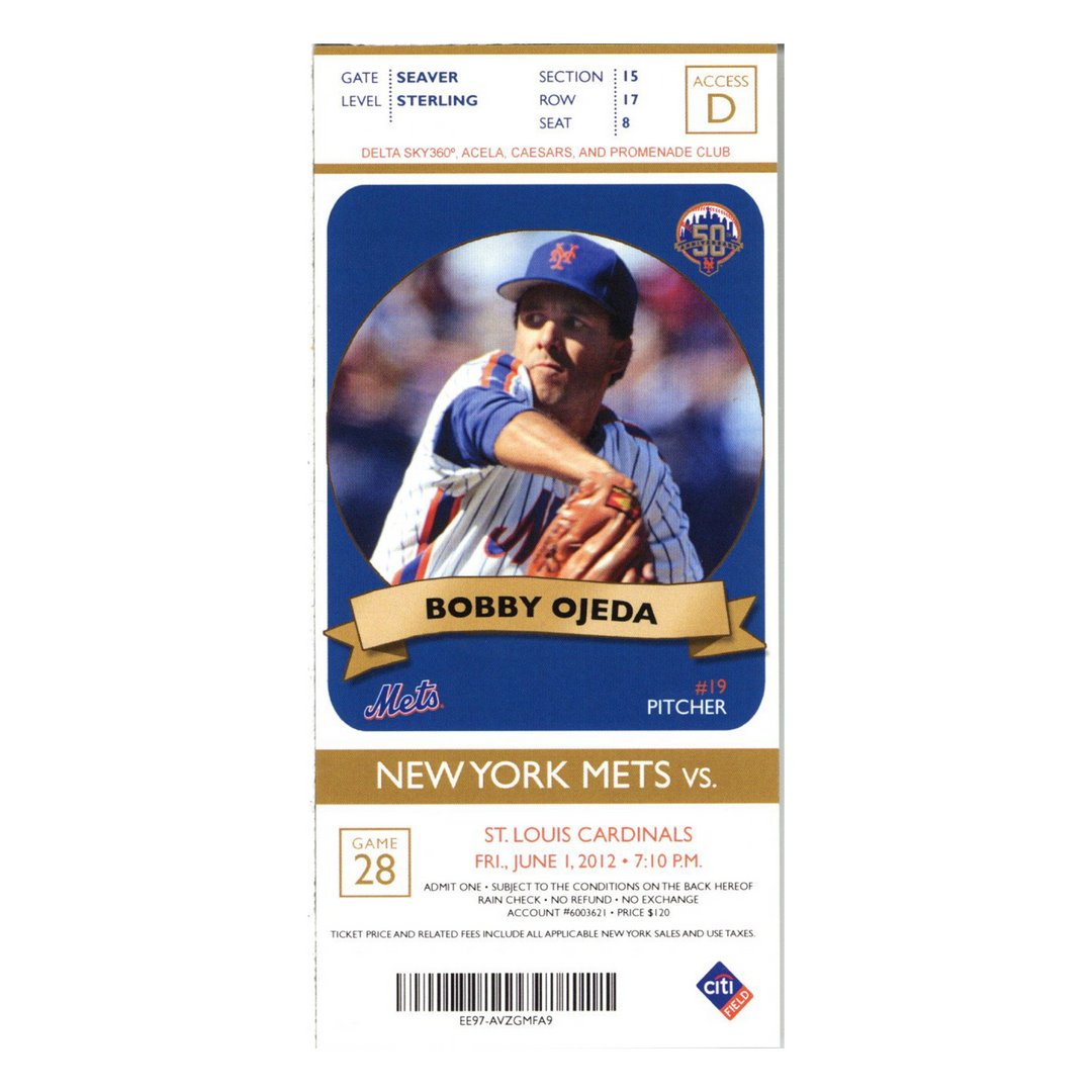 6/1/12 Johan Santana No Hitter Ticket Stub New York Mets First Mets No Hitter Ever (15, 17, 8)