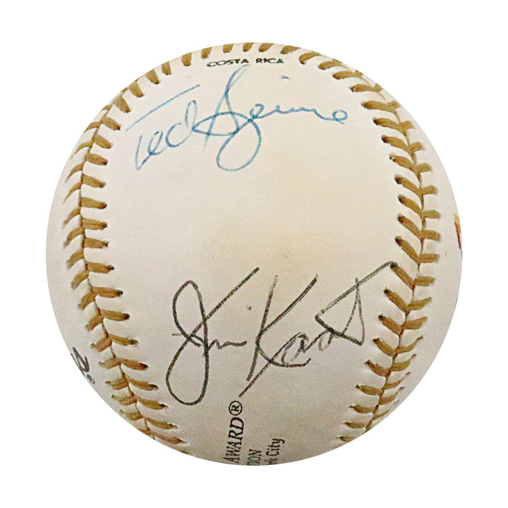 Brooks Robinson, Ted Sizemore & Jim Kaat Autographed Signed 1991 Rawlings Gold Glove Dinner LE Baseball (JSA Holo #AP51503)