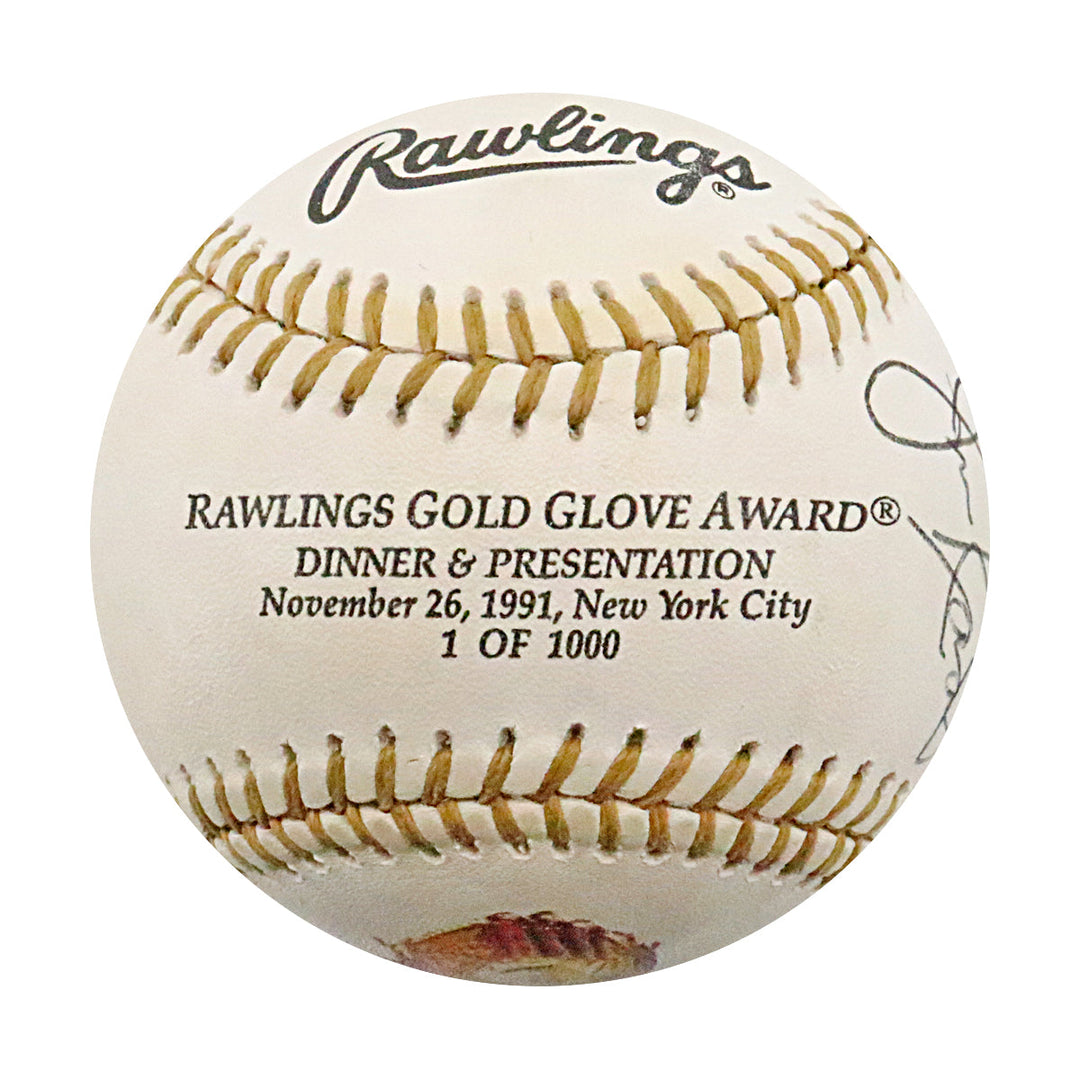 Brooks Robinson, Ted Sizemore & Jim Kaat Autographed Signed 1991 Rawlings Gold Glove Dinner LE Baseball (JSA Holo #AP51503)