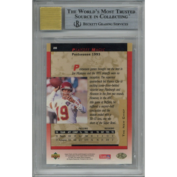 Joe Montana San Francisco 49ers Autographed Signed 1995 Upper Deck Box Set #28 BGS 8.5 / 10 Auto