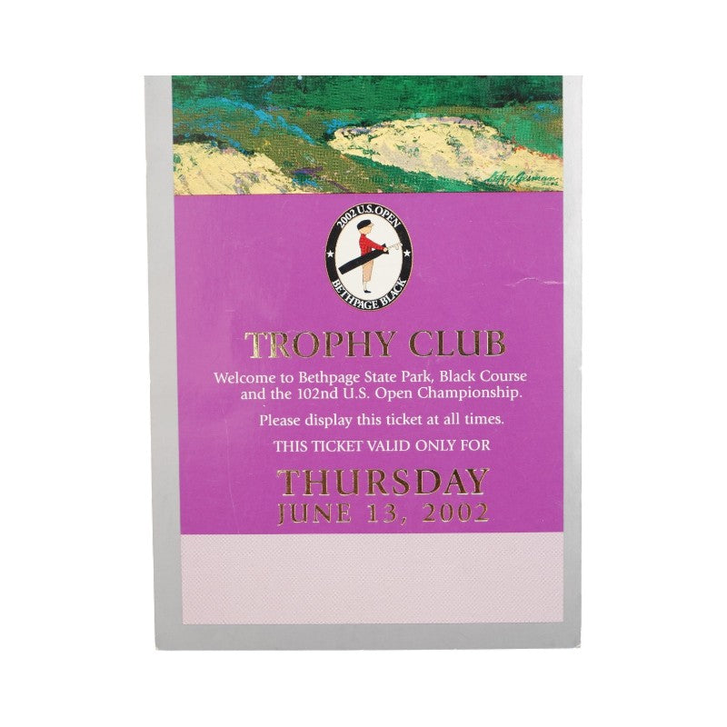 102nd 2002 U.S. Open Tiger Woods Winner Bethpage Black 4x9 Ticket Pass