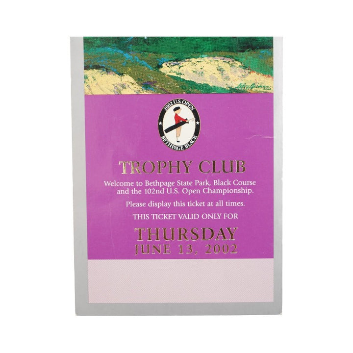 102nd 2002 U.S. Open Tiger Woods Winner Bethpage Black 4x9 Ticket Pass