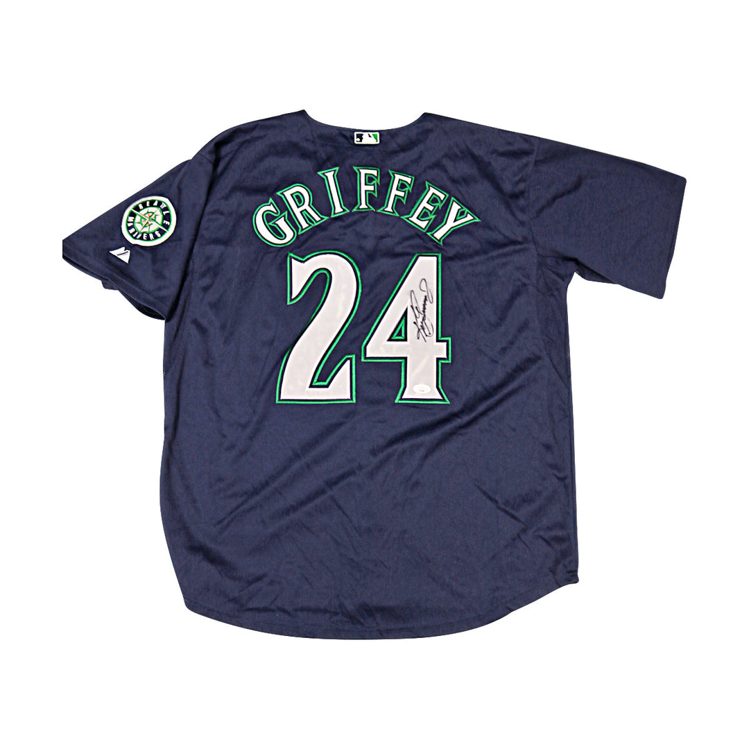 Ken Griffey Jr Mariners Autographed Signed Blue Majestic Replica Jersey JSA LOA-1