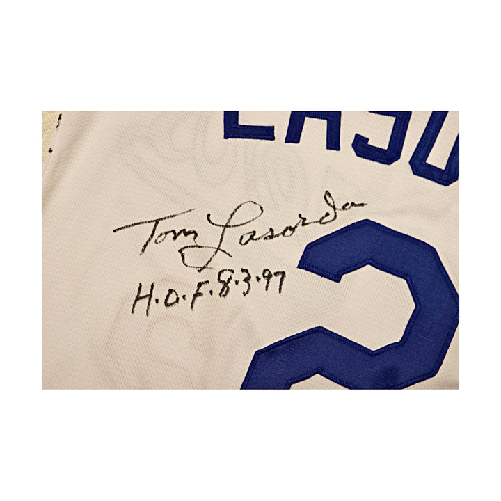 Tommy Lasorda Dodgers Autographed Signed Inscribed Majestic Replica Jersey JSA-1