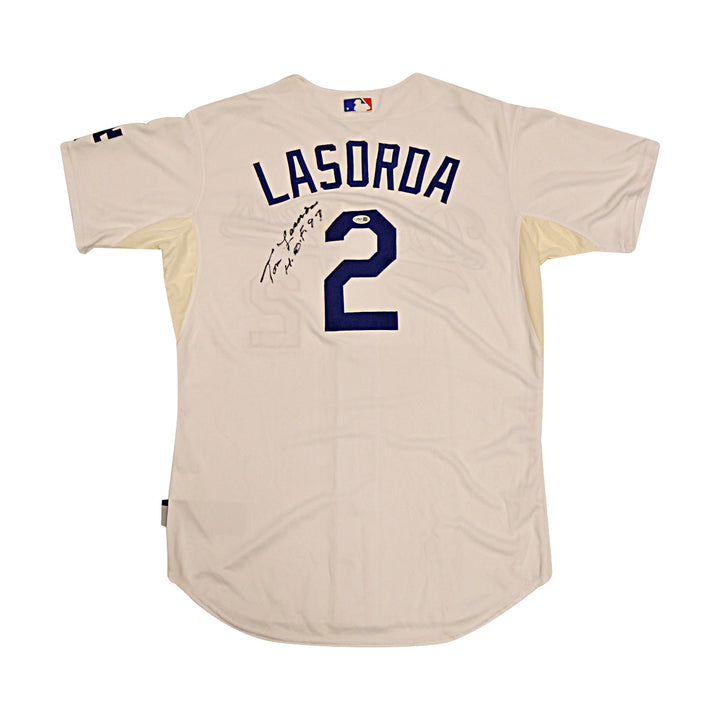 Tommy Lasorda Dodgers Autographed Signed Inscribed Majestic Replica Jersey JSA-1