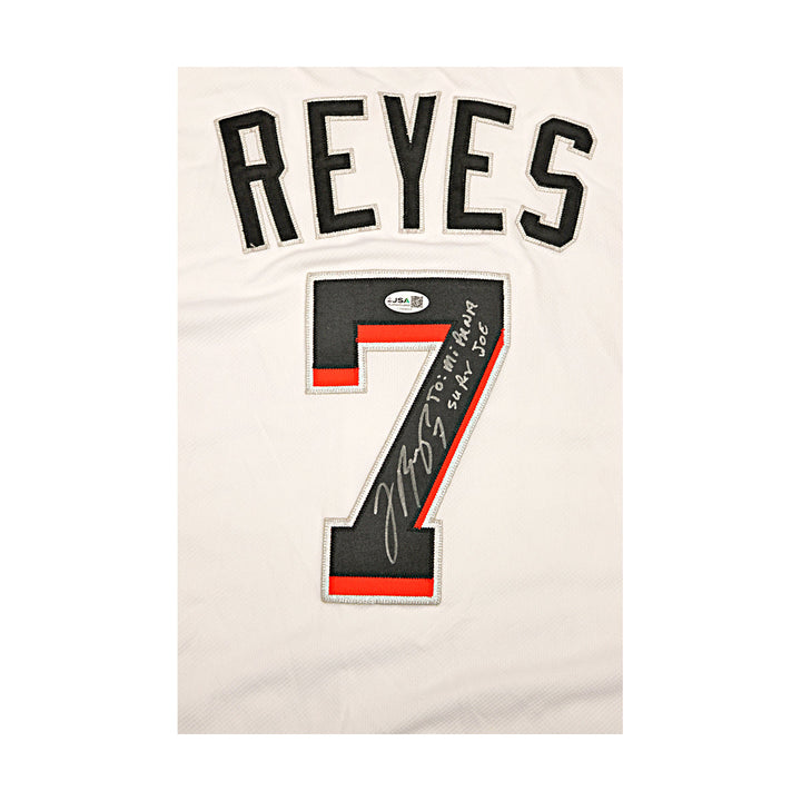 Jose Reyes Marlins Autographed Signed Personalized Majestic Replica Jersey JSA