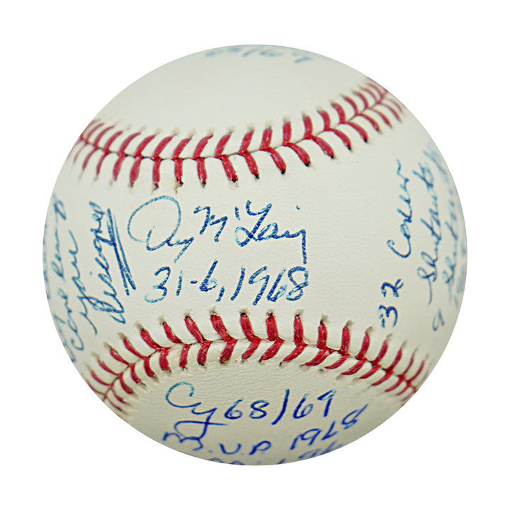 Denny McClain Detroit Tigers Autographed Inscribed Stats and Stories OMLB Baseball JSA COA