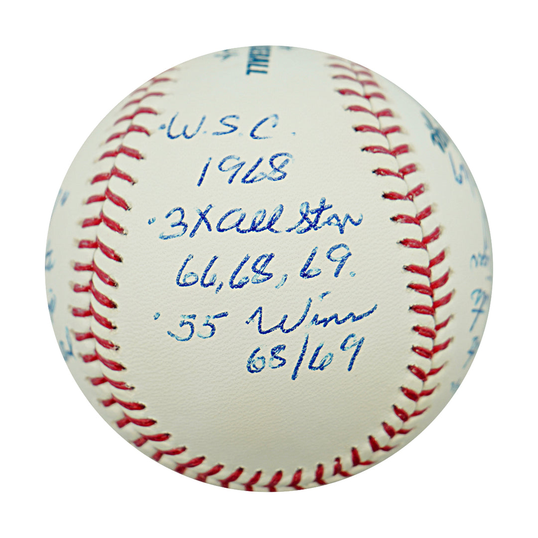 Denny McClain Detroit Tigers Autographed Inscribed Stats and Stories OMLB Baseball JSA COA