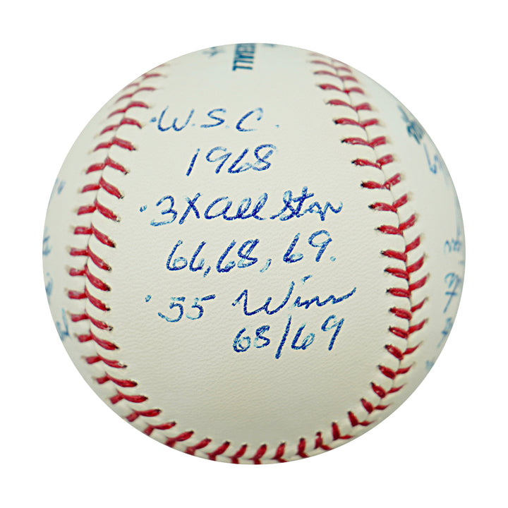 Denny McClain Detroit Tigers Autographed Inscribed Stats and Stories OMLB Baseball JSA COA