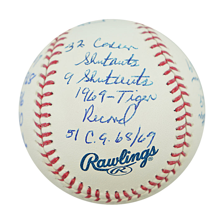 Denny McClain Detroit Tigers Autographed Inscribed Stats and Stories OMLB Baseball JSA COA