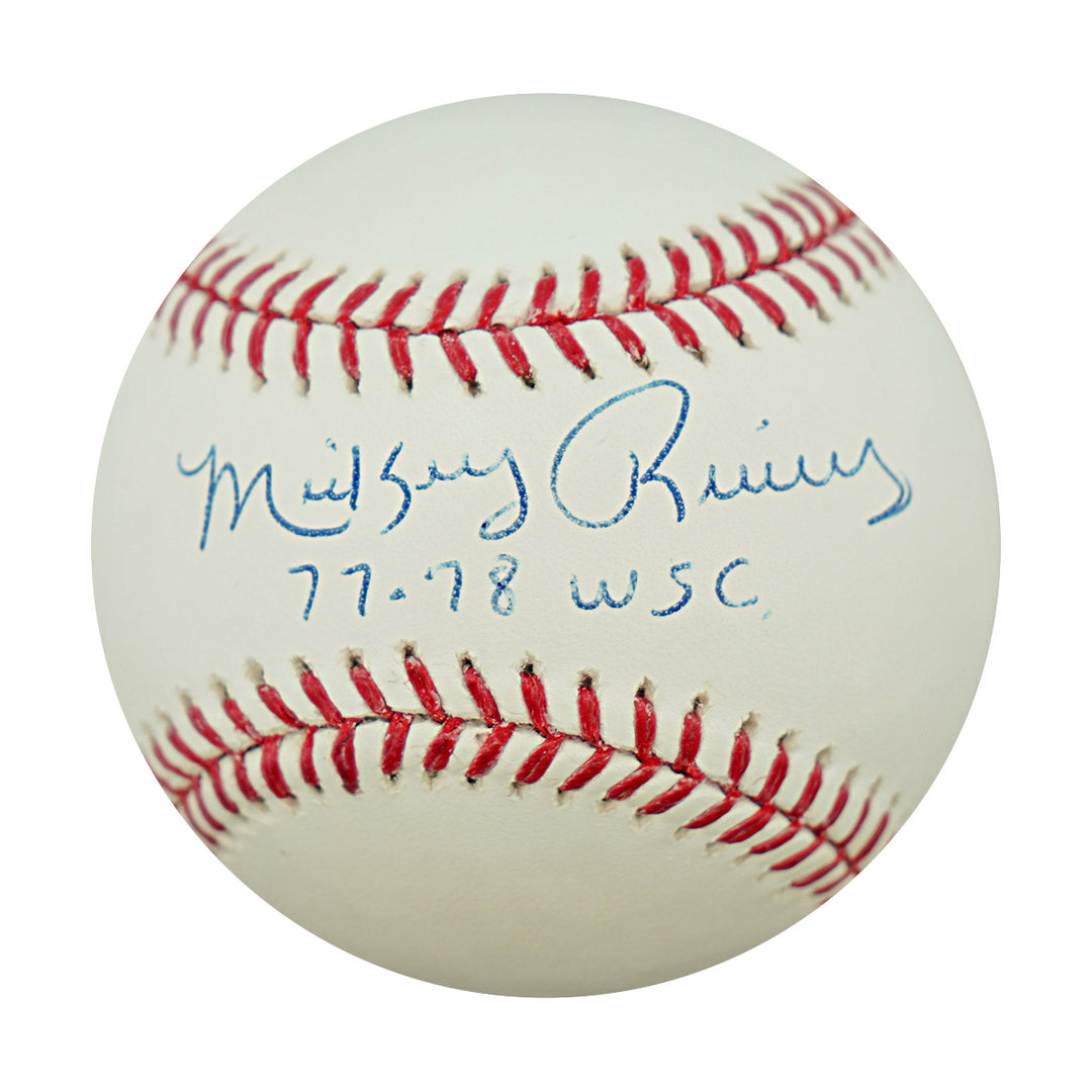 Mickey Rivers New York Yankees Autographed Inscribed OMLB Baseball JSA COA