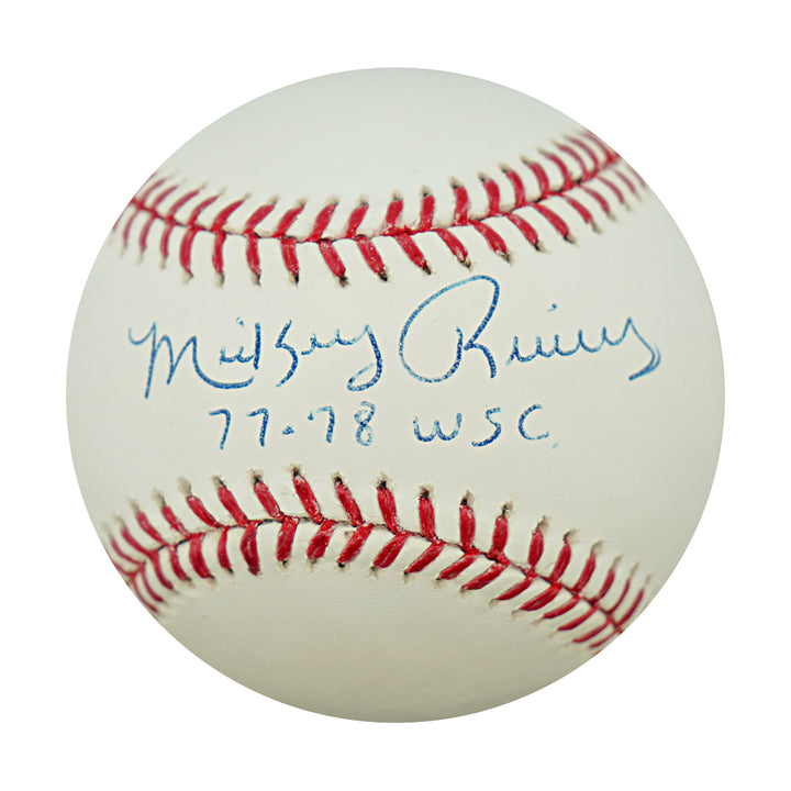 Mickey Rivers New York Yankees Autographed Inscribed OMLB Baseball JSA COA