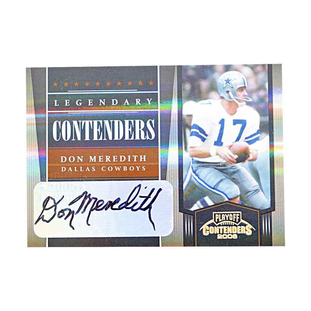 Don Meredith Dallas Cowboys Autographed 2006 Playoff Contenders 95/100 Card