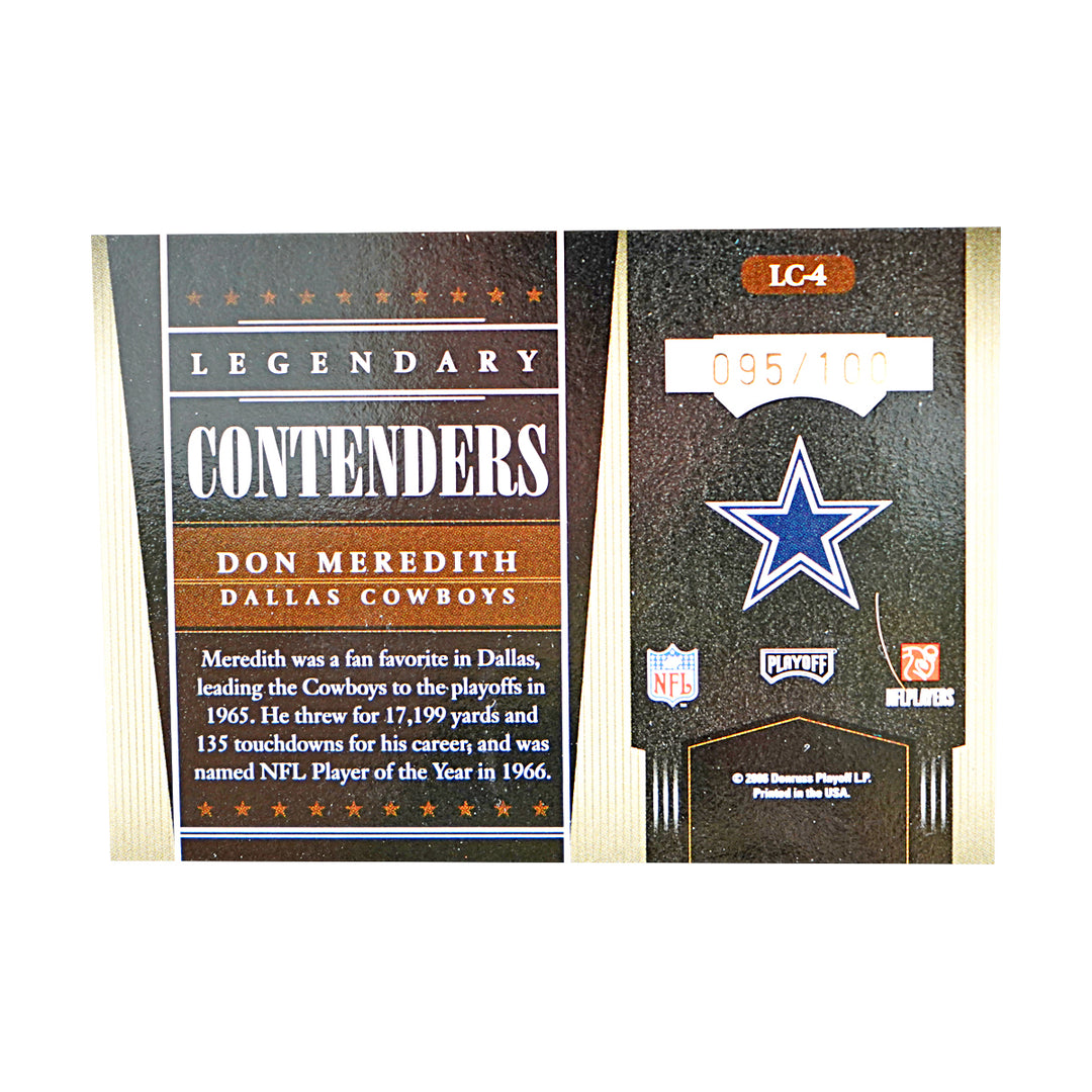 Don Meredith Dallas Cowboys Autographed 2006 Playoff Contenders 95/100 Card