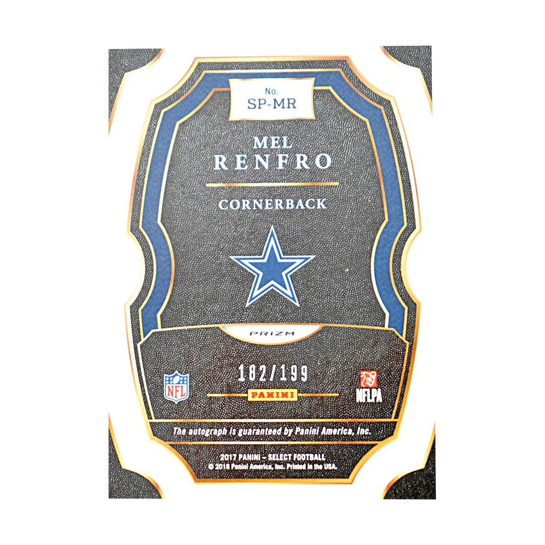 Mel Renfro Dallas Cowboys Autographed 2017 Select Football 182/199 Card