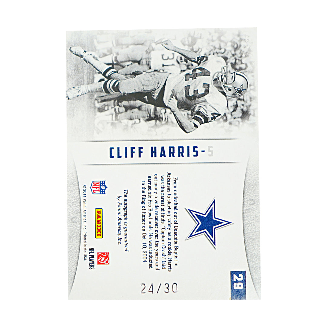 Cliff Harris Dallas Cowboys Autographed 2011 Gridiron Gear 24/30 Card