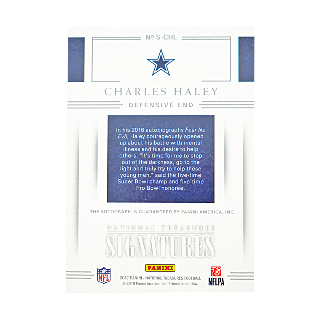 Charles Haley Dallas Cowboys Autographed 2017 Panini National Treasures Football Card