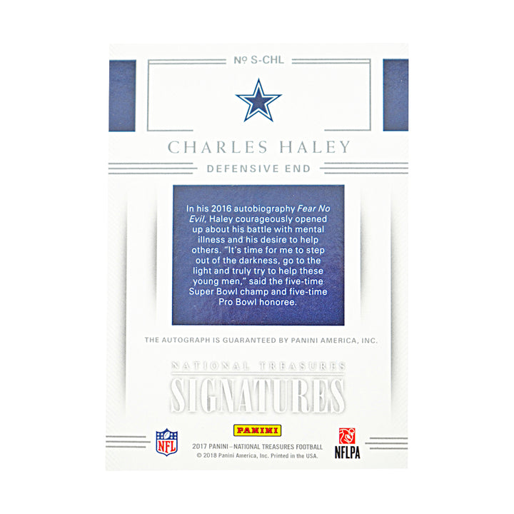 Charles Haley Dallas Cowboys Autographed 2017 Panini National Treasures Football Card