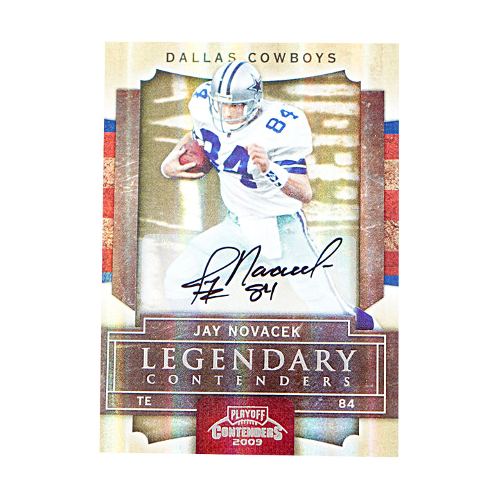 Jay Novacek Dallas Cowboys Autographed 2009 Donruss Playoff Contenders Card