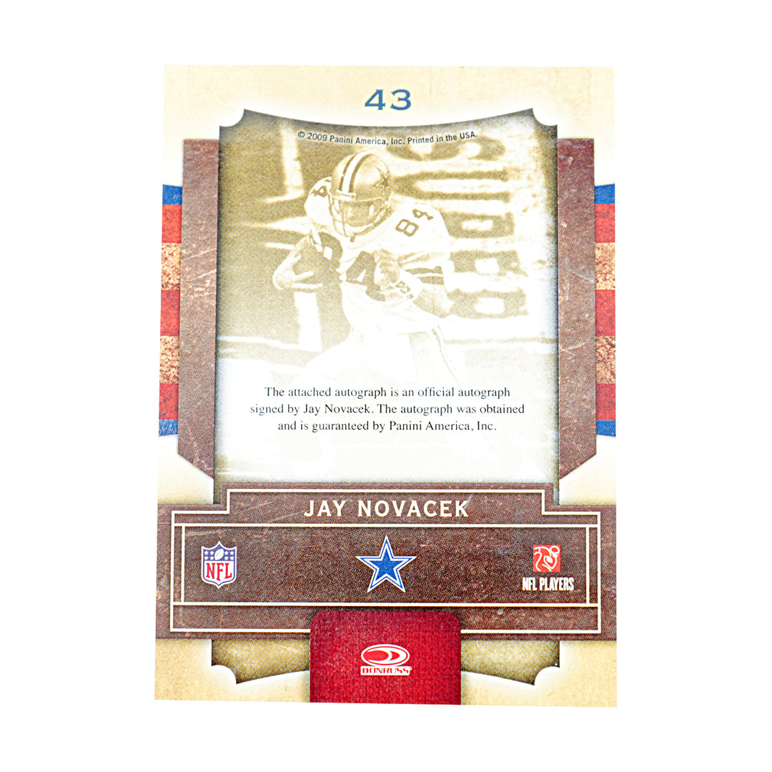 Jay Novacek Dallas Cowboys Autographed 2009 Donruss Playoff Contenders Card