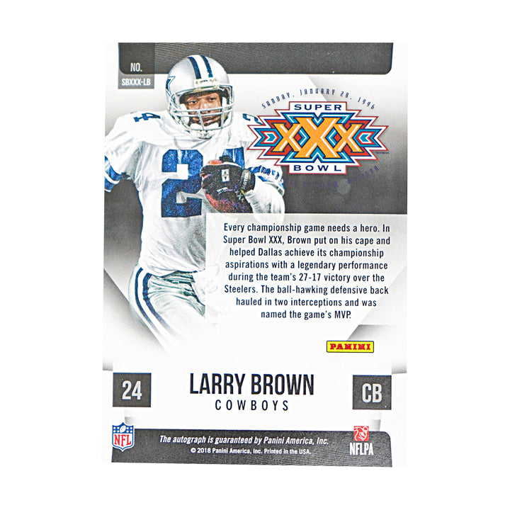 Larry Brown Dallas Cowboys Autographed 2018 Panini Football Card