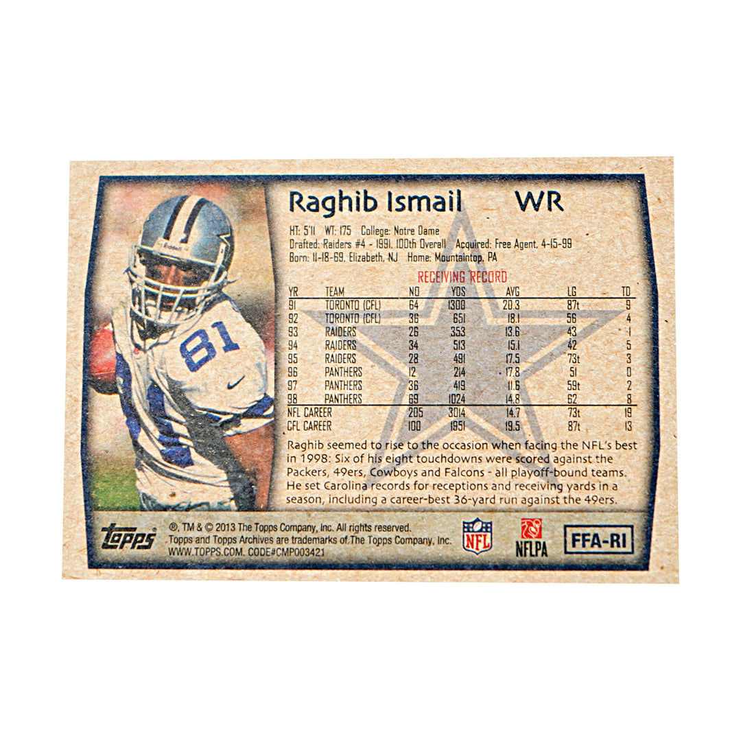 Raghib "Rocket" Ismail Dallas Cowboys Autographed Topps Football Card
