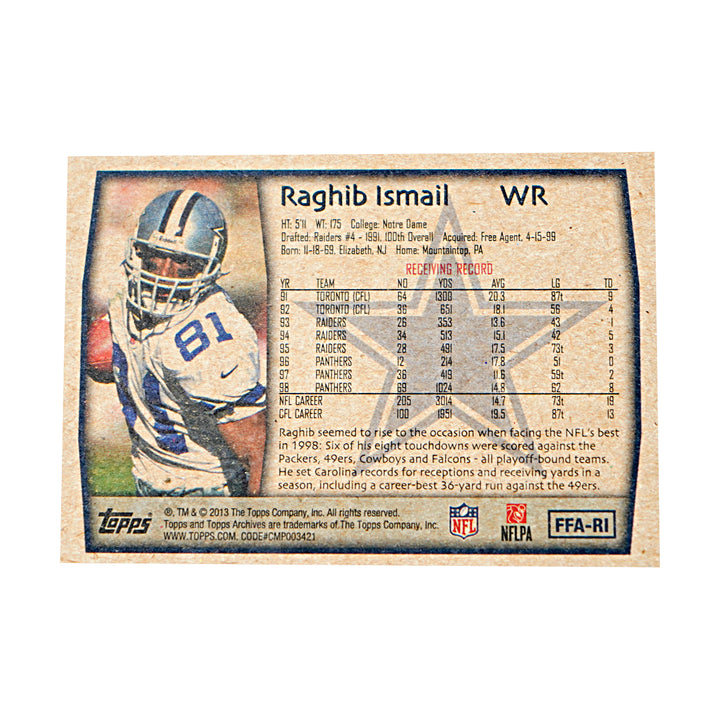 Raghib "Rocket" Ismail Dallas Cowboys Autographed Topps Football Card