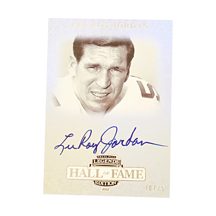 Lee Roy Jordan Dallas Cowboys Autographed Press Pass Legends HOF Edition 70/75 Card