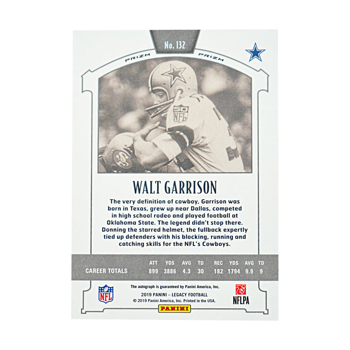 Walt Garrison Dallas Cowboys Autographed 2019 Panini Legacy Football Card