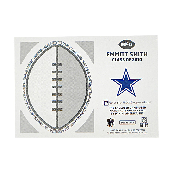 Emmitt Snith Dallas Cowboys 2017 Panini Classics Football Patch 159/299 Card