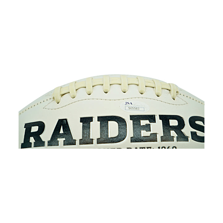 Jim Otto Oakland Raiders Logo Autographed Inscribed White Panel Football JSA Holo
