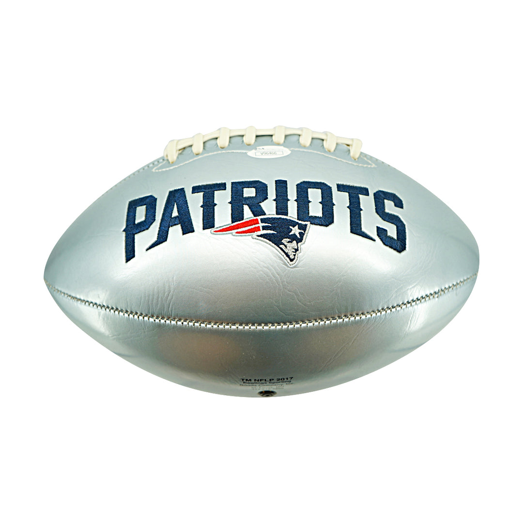 John Hannah New England Patriots Logo Autographed Inscribed Football JSA Holo